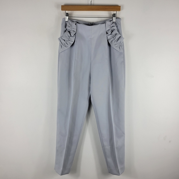 Elliatt Harmony Pintuck Ruffle Pocket High Waist Slim Straight Ankle Pants - Picture 2 of 14